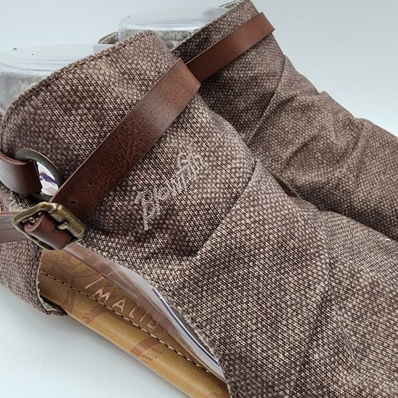 Blowfish Malibu Sandal Booties Flats Size 9.5 Brown Gladiator Fabric Open Toe - Picture 2 of 11